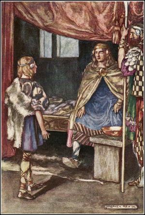 무기를 달라고 하는 쿠 훌린.