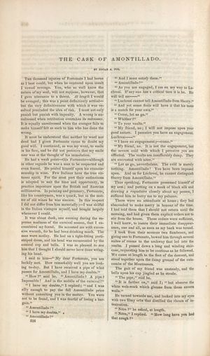 고디 부인의 책에 실린 "아몬틸라도의 술통" 초판 (1846년 11월)