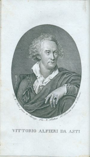 알피에리의 '작품' 전면부, 1809년 판