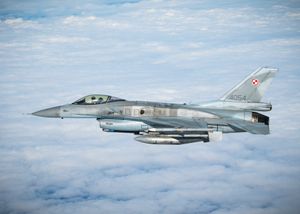 폴란드 공군 F-16C 파이팅 팰콘이 2019년 군사 훈련 중
