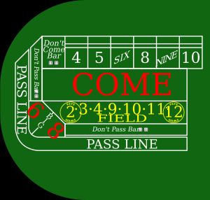 뱅크 크랩스 테이블의 왼쪽 섹션.