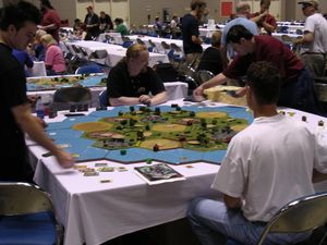 젠 콘(Gen Con) Indy 2003에서 진행중인 거대한 카탄 게임