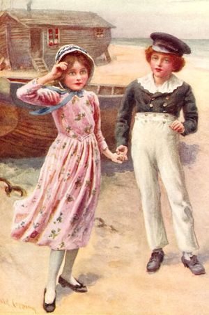 야머스 해변의 데이비드와 에밀리, 해롤드 코핑 그림