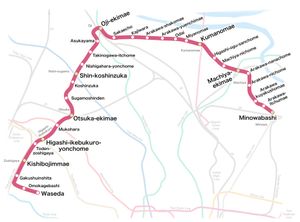 도덴 아라카와선 노선도