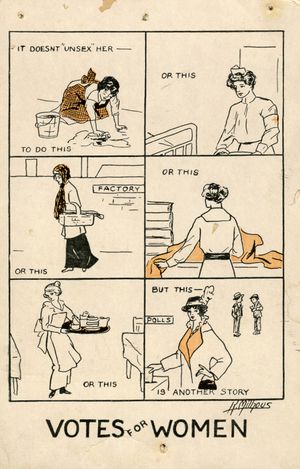 It Doesn't Unsex Her–1915년 여성 참정권 엽서