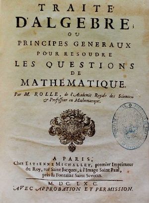 미셸 롤, 『대수학 논고』 (1690).