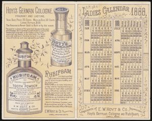 의료 제품을 광고하는 1888년 무료 달력