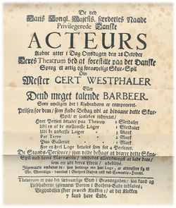 1722년 초연된 메스터 게르트 베스트팔러의 포스터