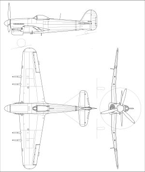 호커 타이푼 3면도