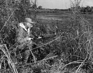1952년 1월 플로리다주 크리스탈 리버에서 오리 사냥을 하는 밴스