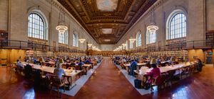 3층에 있는 "로즈 열람실(Rose library)"의 파노라마 사진.