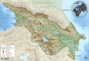 코카서스 3국의 철도 노선도