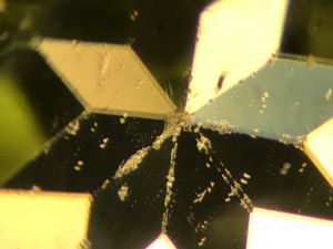 높은 복굴절률 때문에, 확대경으로 페리도트를 볼 때 면의 접합부가 이중으로 보이는 현상이 흔히 나타난다.