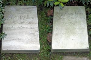 에센 브레데니 묘지에 있는 프리드리히 크루프와 부인 테레제 빌헬미의 묘비