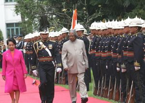 인도 대통령 A. P. J. 압둘 칼람이 2006년 필리핀 대통령 경호대가 편성한 의장대를 사열하고 있다.