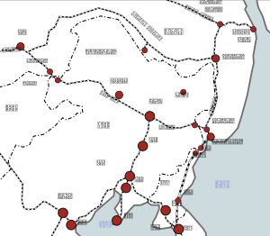 자바이칼스크와 만저우리 철도 노선도