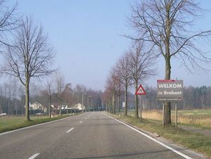 브라반트로의 환영 표지판. 노르트브라반트는 종종 "브라반트"로만 불린다.