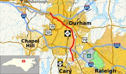 리서치 트라이앵글 파크 주변 도로 지도