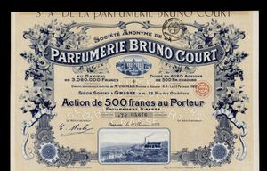 S. A. de la Parfumerie Bruno Court의 주식, 1923년 1월 1일 발행