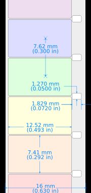 슈퍼 16mm 필름의 기본 프레임 및 천공 치수(단일 천공)