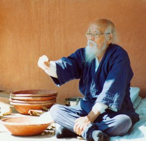 후쿠오카 마사노부, 2002년 10월 Navdanya 워크숍에서 첫 번째 씨앗 공을 던지는 모습