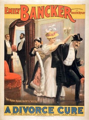 사르두의 희곡 "이혼합시다!"를 각색한 1897년 작품 "이혼 치료법" 포스터