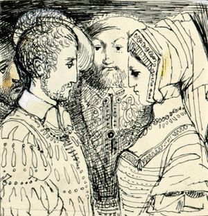 리브레토 표지 디자인, 안나 볼레나를 위한 피터 호퍼의 그림 (연대 미상)