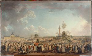 피에르-앙투안 드마시의 지극히 높은 존재 축제; 이 행사는 1794년 6월 8일 샹 드 마르스에서 로베스피에르가 주재하는 이성의 숭배의 공식적인 기념 행사로 열렸다.