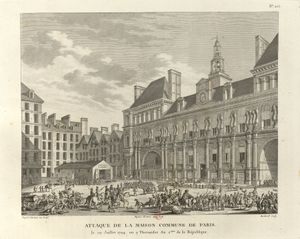 국민공회 군대가 코뮌을 공격한다. (피에르 가브리엘 베르토와 장 뒤플레시-베르토 판화, 1804년)