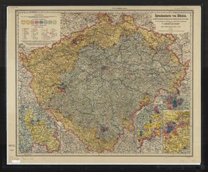 1900년 인구 조사를 기반으로 한 보헤미아 언어 지도, 이 도시가 독일어를 사용하는 섬이었음을 보여줌
