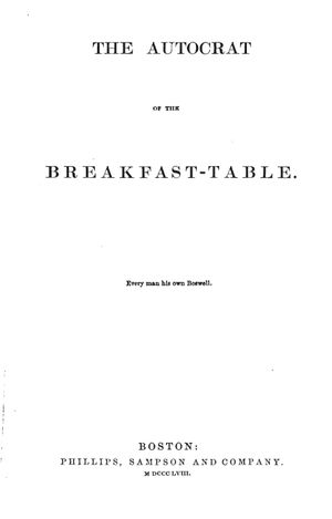 1858년 아침 식탁의 독재자 표지