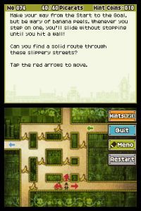 레이튼 교수 시리즈 게임의 오리지널 퍼즐 인터페이스는 화면 분할 방식을 사용하며, 플레이어는 하단 터치 스크린으로 수수께끼를 풀고, 상단 스크린에 상세히 묘사된 지침을 따를 수 있다. 이 퍼즐은 레이튼 교수와 마지막 시간여행에서 가져왔다.