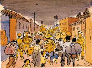 전쟁 화가 김성환의 스케치 돈암교 부근 (1950년 6월 한국 전쟁 초기)