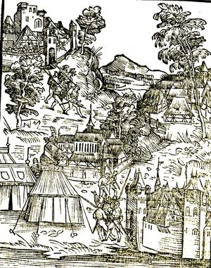 Russo-Polish war, image from Jacob Piso Die Schlacht von dem Kunig von Poln und mit dem Moscowiter, 1514