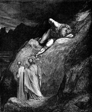 단테와 베르길리우스가 미노타우로스를 만나는 모습, 귀스타브 도레의 삽화