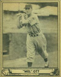 오트의 1940년 보우먼 Play Ball baseball card