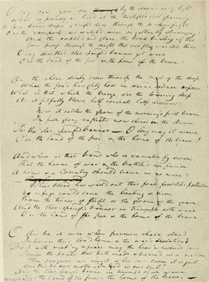 프랜시스 스콧 키가 쓴 '별이 빛나는 깃발' 시의 원본.