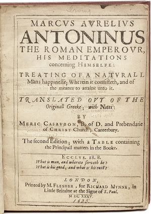 명상록(Meditations), 메릭 커소본(Meric Casaubon) 번역본, 1635년 제2판