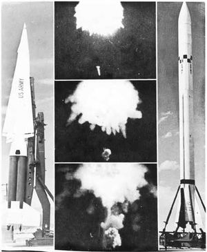 1960년 MGM-5 코퍼럴 단거리 탄도 미사일을 성공적으로 요격하는 나이키 허큘리스 시험 발사 장면