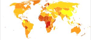 2012년 인구 100만 명당 다운 증후군으로 인한 사망자 수