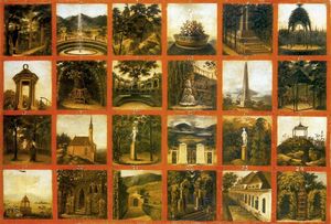 영국식 조경 정원의 주요 요소를 묘사한 1803년 그림