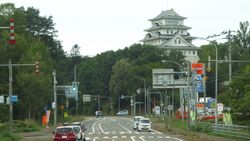 국도38호선과 아카비라 도쿠가와 성 (아카비라시)