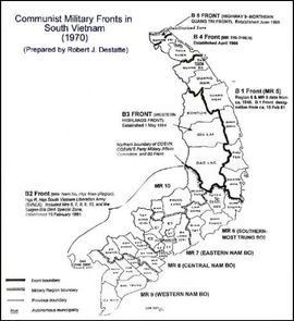 1970년 남베트남 민족해방전선(NLF) 전선 및 군관구 지도