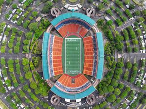 미식축구 구성의 항공 뷰