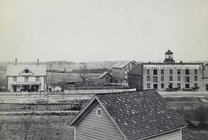 더럼(Durham)의 초기 듀크 담배 공장과 듀크 가문의 집, 1883년