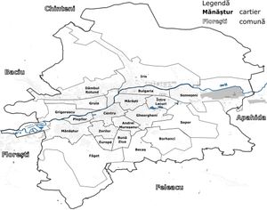 클루지나포카 구역 지도(2007년)