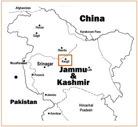 카르길 위치 (카슈미르, 발티스탄, 레흐)