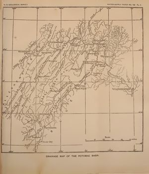 웨스트버지니아, 버지니아, 펜실베이니아, 메릴랜드의 포토맥강 유역 지도