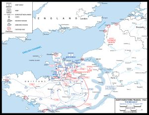 코브라 작전부터 팔레즈 포위전까지의 상황을 보여주는 지도.