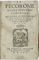 조반니 피오렌티노의 14세기 이야기 Il Pecorone의 1565년 판 제목 페이지